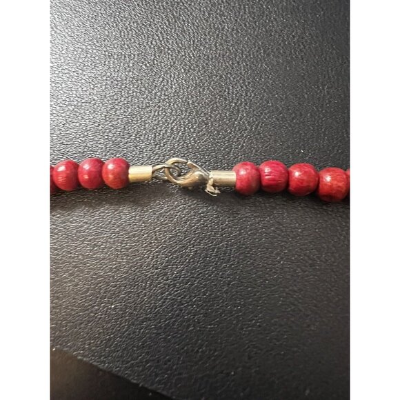 Miss B Red & Brown WOODEN Beaded Necklace - Picture 6 of 7